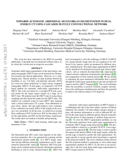 Towards Automatic Abdominal Multi-Organ Segmentation in Dual Energy CT
  using Cascaded 3D Fully Convolutional Network