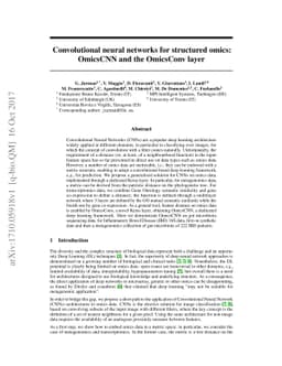 Convolutional neural networks for structured omics: OmicsCNN and the
  OmicsConv layer