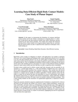 Learning Data-Efficient Rigid-Body Contact Models: Case Study of Planar
  Impact