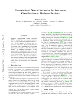 Convolutional Neural Networks for Sentiment Classification on Business
  Reviews