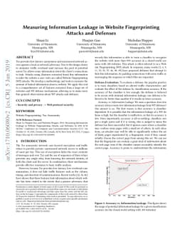 Measuring Information Leakage in Website Fingerprinting Attacks and
  Defenses