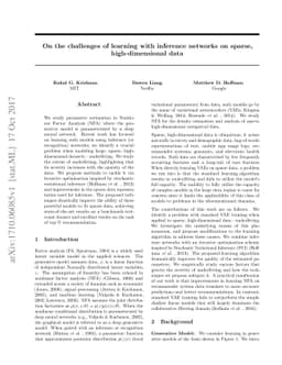 On the challenges of learning with inference networks on sparse,
  high-dimensional data