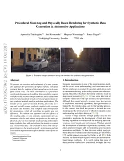 Procedural Modeling and Physically Based Rendering for Synthetic Data
  Generation in Automotive Applications