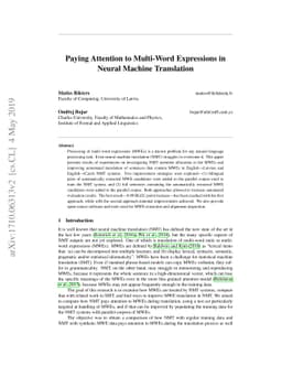Paying Attention to Multi-Word Expressions in Neural Machine Translation