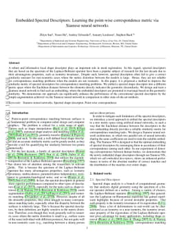 Embedded Spectral Descriptors: Learning the point-wise correspondence
  metric via Siamese neural networks