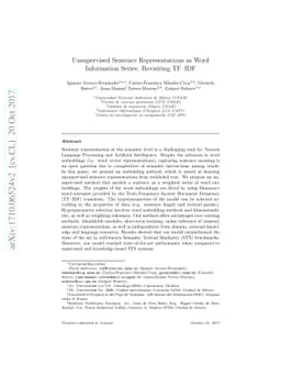Unsupervised Sentence Representations as Word Information Series:
  Revisiting TF--IDF