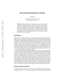 Deceased Organ Matching in Australia