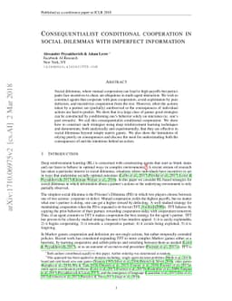 Consequentialist conditional cooperation in social dilemmas with
  imperfect information