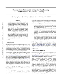 Decomposition of Uncertainty in Bayesian Deep Learning for Efficient and
  Risk-sensitive Learning
