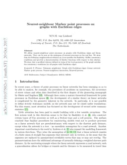 Nearest-neighbour Markov point processes on graphs with Euclidean edges
