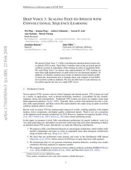 Deep Voice 3: Scaling Text-to-Speech with Convolutional Sequence
  Learning