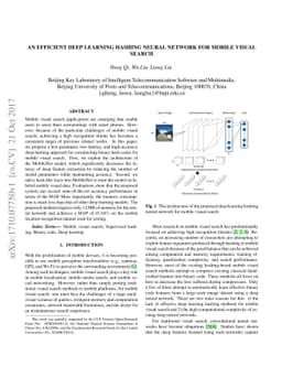 An efficient deep learning hashing neural network for mobile visual
  search