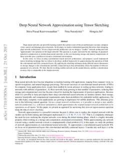 Deep Neural Network Approximation using Tensor Sketching
