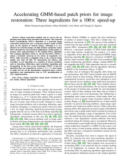 Accelerating GMM-based patch priors for image restoration: Three
  ingredients for a 100$\times$ speed-up