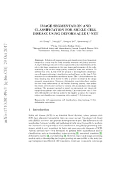 Image Segmentation and Classification for Sickle Cell Disease using
  Deformable U-Net