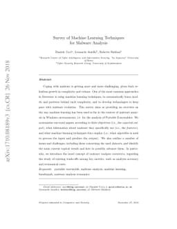 Survey of Machine Learning Techniques for Malware Analysis