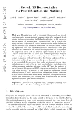 Generic 3D Representation via Pose Estimation and Matching