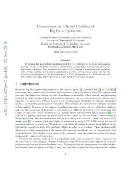 Communication Efficient Checking of Big Data Operations