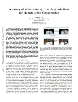 A survey of robot learning from demonstrations for Human-Robot
  Collaboration