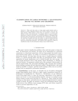 Classification on Large Networks: A Quantitative Bound via Motifs and
  Graphons