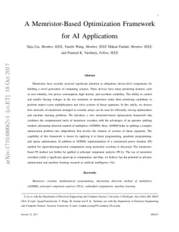 A Memristor-Based Optimization Framework for AI Applications
