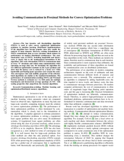 Avoiding Communication in Proximal Methods for Convex Optimization
  Problems