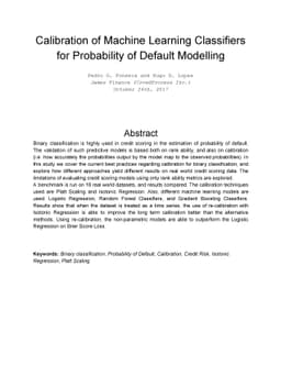 Calibration of Machine Learning Classifiers for Probability of Default
  Modelling