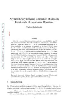 Asymptotically Efficient Estimation of Smooth Functionals of Covariance
  Operators