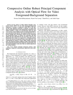 Compressive Online Robust Principal Component Analysis with Optical Flow
  for Video Foreground-Background Separation