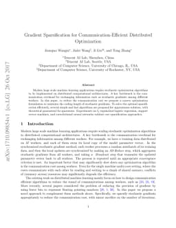 Gradient Sparsification for Communication-Efficient Distributed
  Optimization