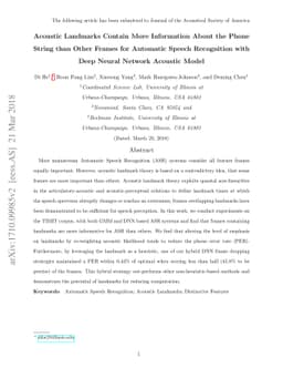 Acoustic Landmarks Contain More Information About the Phone String than
  Other Frames for Automatic Speech Recognition with Deep Neural Network
  Acoustic Model