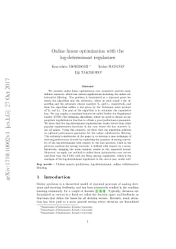 Online linear optimization with the log-determinant regularizer