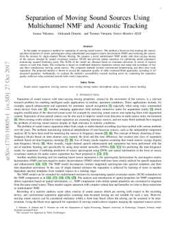 Separation of Moving Sound Sources Using Multichannel NMF and Acoustic
  Tracking