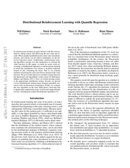 Distributional Reinforcement Learning with Quantile Regression