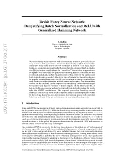 Revisit Fuzzy Neural Network: Demystifying Batch Normalization and ReLU
  with Generalized Hamming Network