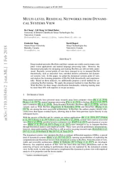 Multi-level Residual Networks from Dynamical Systems View