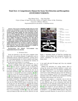 Total-Text: A Comprehensive Dataset for Scene Text Detection and
  Recognition