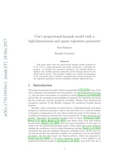 Cox's proportional hazards model with a high-dimensional and sparse
  regression parameter