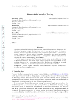 Wasserstein Identity Testing