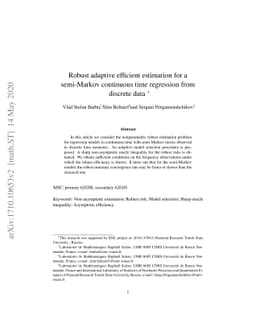Robust adaptive efficient estimation for a semi-Markov continuous time
  regression from discrete data