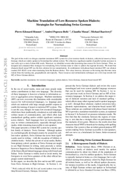 Machine Translation of Low-Resource Spoken Dialects: Strategies for
  Normalizing Swiss German