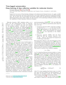 Time-lagged autoencoders: Deep learning of slow collective variables for
  molecular kinetics