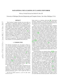Rate-optimal Meta Learning of Classification Error