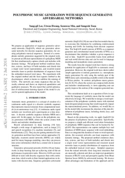 Polyphonic Music Generation with Sequence Generative Adversarial
  Networks
