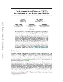 Physics-guided Neural Networks (PGNN): An Application in Lake
  Temperature Modeling