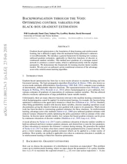 Backpropagation through the Void: Optimizing control variates for
  black-box gradient estimation