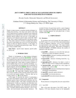 JSUT corpus: free large-scale Japanese speech corpus for end-to-end
  speech synthesis