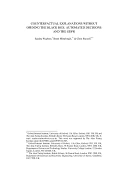 Counterfactual Explanations without Opening the Black Box: Automated
  Decisions and the GDPR