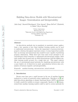 Building Data-driven Models with Microstructural Images: Generalization
  and Interpretability