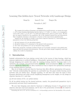 Learning One-hidden-layer Neural Networks with Landscape Design